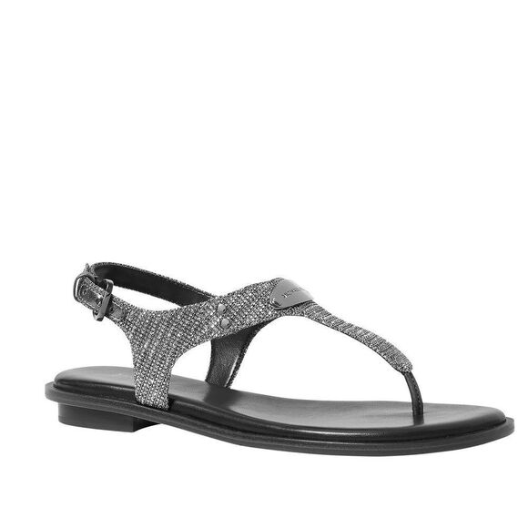 New! MICHAEL KORS Women's Glitter Plate Thong Sandals Shoe Open-Toe Anthracite 7 - Picture 1 of 5
